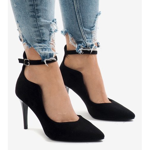 Décolleté nere su tacco B-54 nero 1