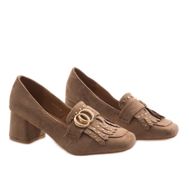 Inna Décolleté in camoscio color kaki sul montante LB-339 marrone 1