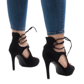 Sandali a spillo in camoscio nero JL-01 1