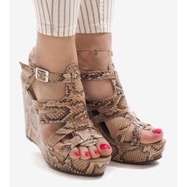 Sandali con zeppa cammello A-7A marrone 2