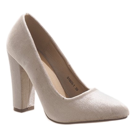 Pompe in velluto beige sul pilastro 91603-1 1