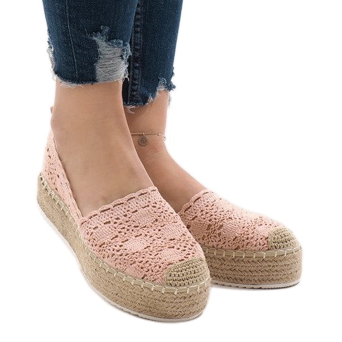 Espadrillas sneakers rosa sulla piattaforma 7801-P 1