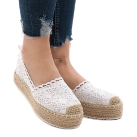 Espadrillas sneakers bianche sulla piattaforma 7801-P bianco 1