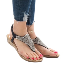 Sandali neri con zeppa con elastico FM4075 nero multicolore 1