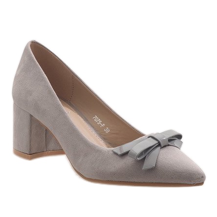Tacco alto in camoscio grigio 7075-P 1