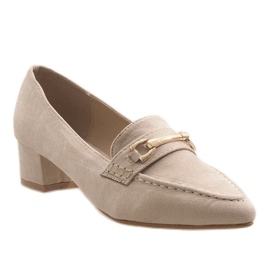 Tacco alto in camoscio beige 7078-P 1