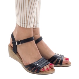 Sandali con zeppa blu navy S-260 1