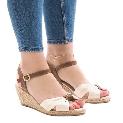 Sandali con zeppa beige espadrillas 1484-1 1