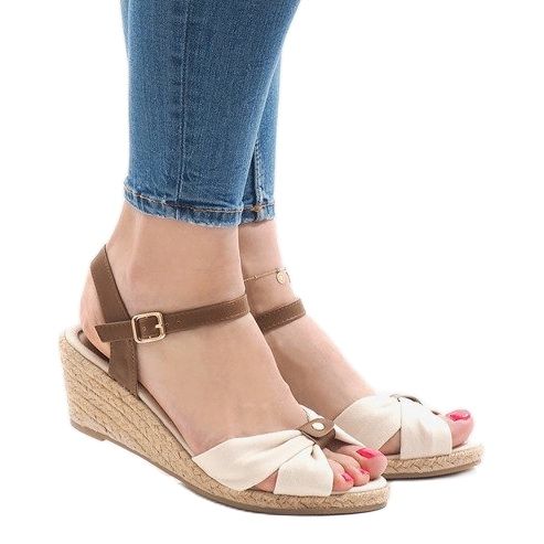 Sandali con zeppa beige espadrillas 1484-1 2