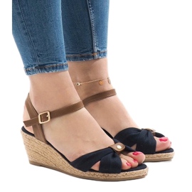 Sandali con zeppa blu navy espadrillas 1484-13 marrone 2