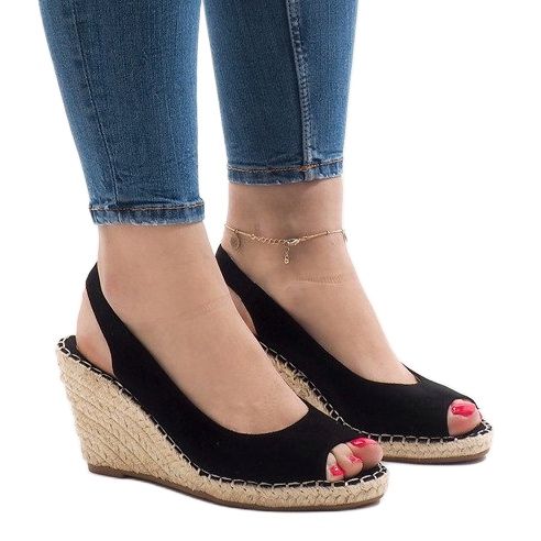 Sandali neri con zeppa 2894 nero 1