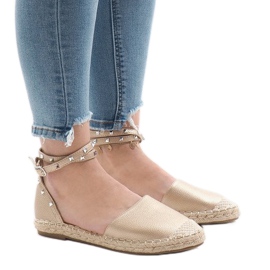 Sandali espadrillas dorati con fibbia TH-155 d'oro 1