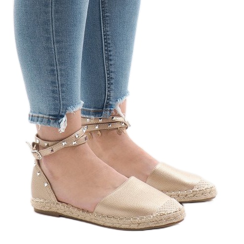 Sandali espadrillas dorati con fibbia TH-155 d'oro 1