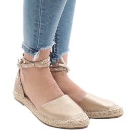 Sandali espadrillas dorati con fibbia TH-155 d'oro 2