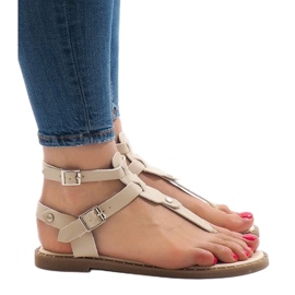 Sandali con zeppa beige con fibbia B12-5 1