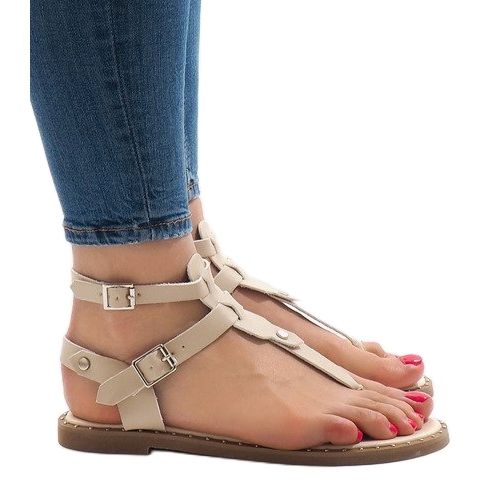 Sandali con zeppa beige con fibbia B12-5 1
