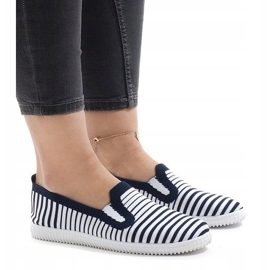 Sneakers a righe blu navy XJ-2909 bianca 1