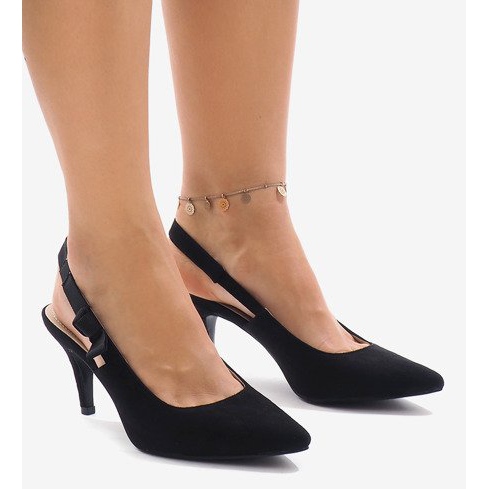 Décolleté nere su tacco con elastico F013 nero 1