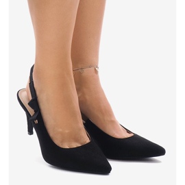 Décolleté nere su tacco con elastico F013 nero 2