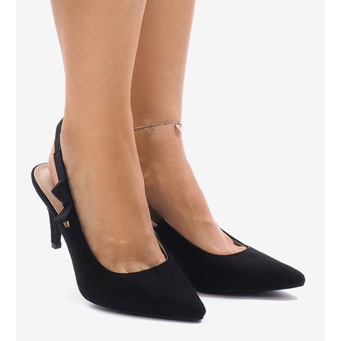 Décolleté nere su tacco con elastico F013 nero 2