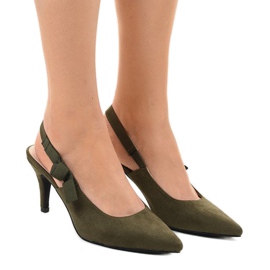 Décolleté verdi su tacco con elastico F013 multicolore verde 1