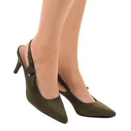 Décolleté verdi su tacco con elastico F013 multicolore verde 2