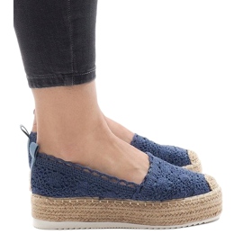 Sneakers espadrillas blu sulla piattaforma 7801-P 1