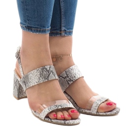 Sandali serpente sul post camoscio S-7346 bianco 1