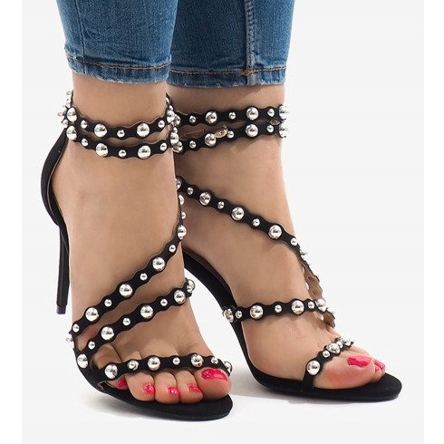 Sandali neri con borchie 8297-Y nero 2