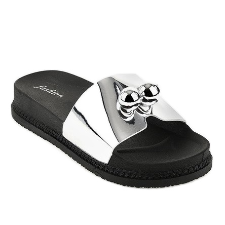 Pantofole argento con palline 1819 grigio 1