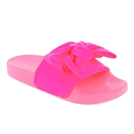 Pantofole rosa fluo con fiocco MU-6 1