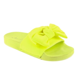 Pantofole gialle MU-6 neon con fiocco giallo 1