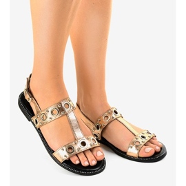 Sandali con zeppa champagne A-88 d'oro 1