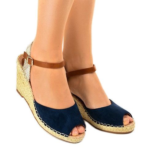 Sandali con zeppa blu navy 2895 nero 1