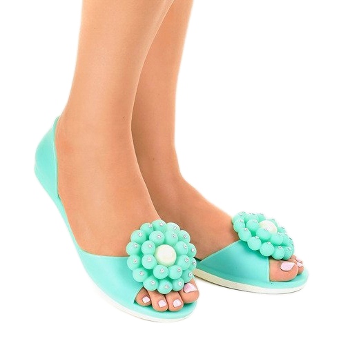 Sandali in meliski verde con fiore HM701 1