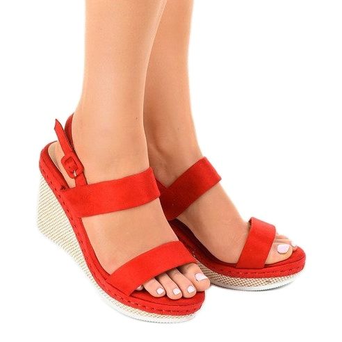 Sandali rossi con zeppa U-6291 rosso 1