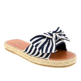Pantofole blu navy con fiocco Z-23 bianca 1