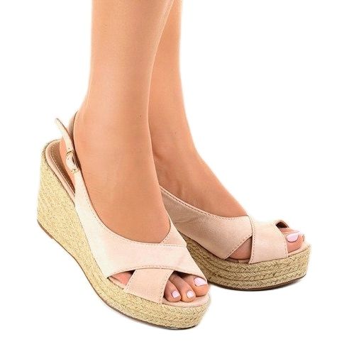 Sandali con zeppa beige espadrillas 68-150 1