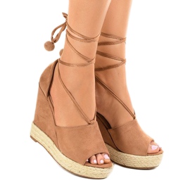 Sandali con zeppa espadrillas beige FK-228 1