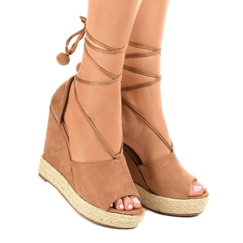 Sandali con zeppa espadrillas beige FK-228 1