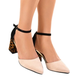 Décolleté in camoscio beige FR276 marrone nero 1
