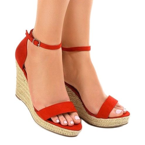 Sandali rossi con zeppa espadrillas BD342 rosso 1