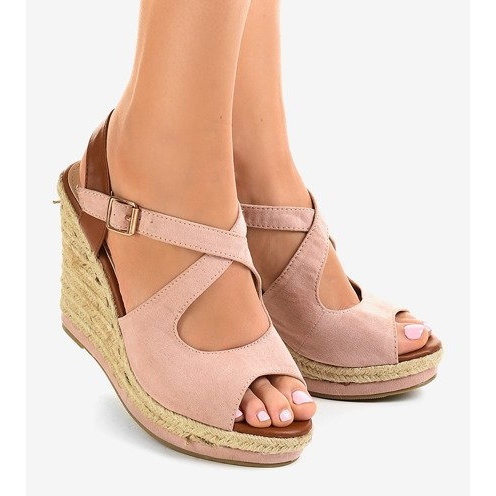 Sandali con zeppa espadrillas rosa LM-0205 1