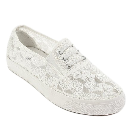 Sneakers bianche con laccio A0397-3 bianco 1
