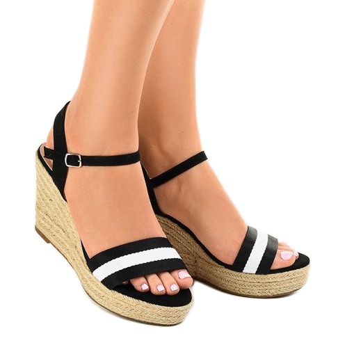 Sandali neri con zeppa espadrillas 9072 nero 1