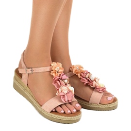 Sandali con zeppa rosa con fiori 218-168 1