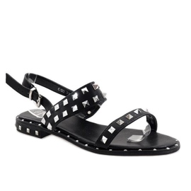 Sandali neri con borchie C123 nero 1