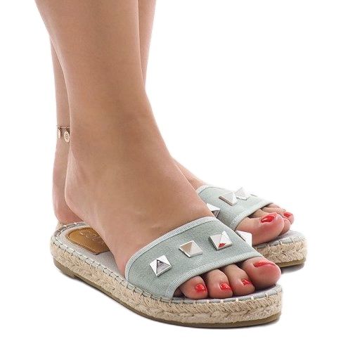 Pantofole jeans verdi con borchie 7087 multicolore verde 1