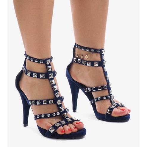 Sandali blu su camoscio tacco GH083-6 blu navy 1