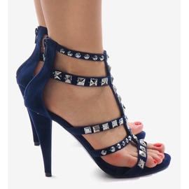 Sandali blu su camoscio tacco GH083-6 blu navy 2